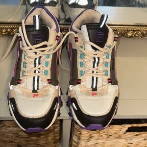 Fila Women's Beige, Purple & Black Running Sneakers